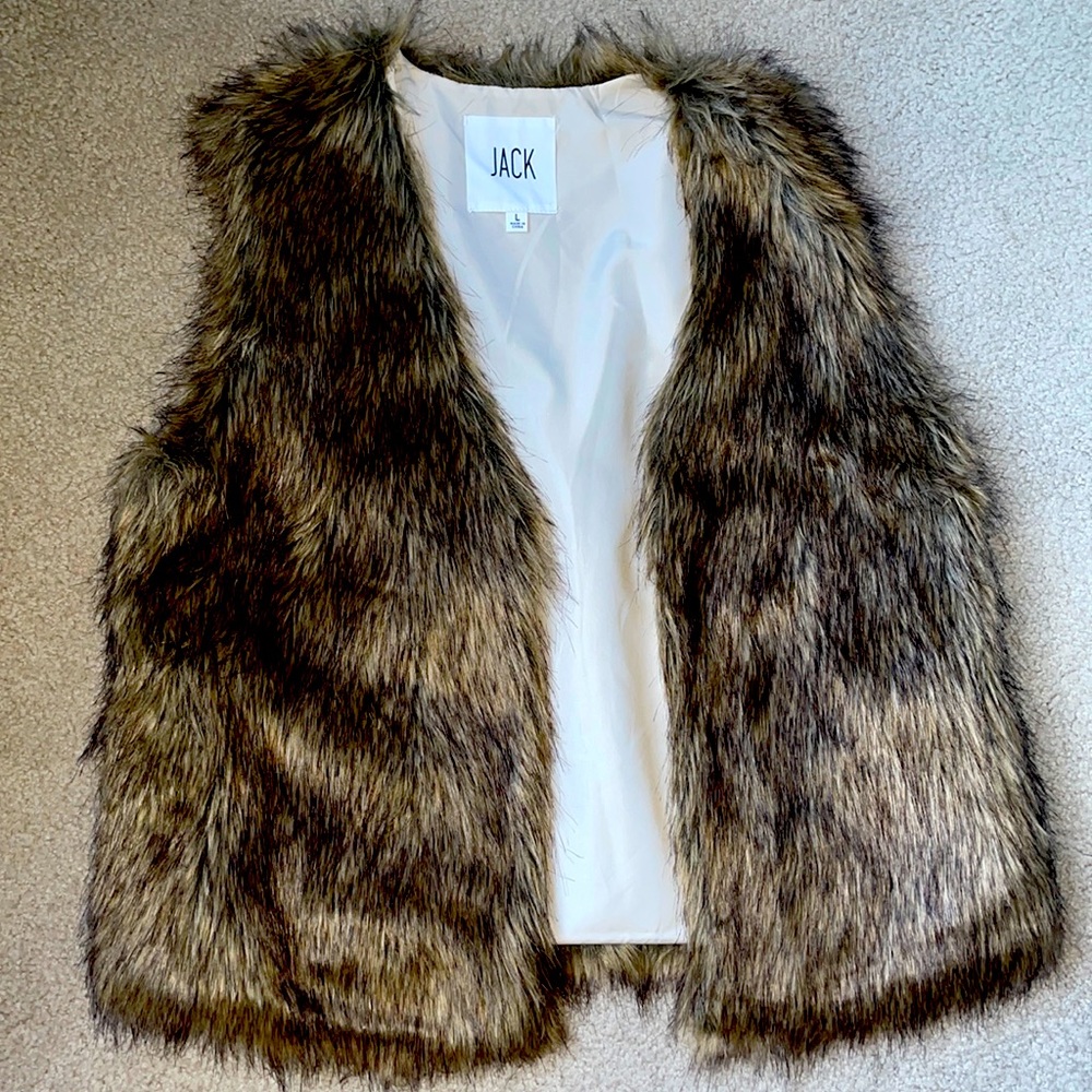 Light Brown Faux Fur Vest, Size Large